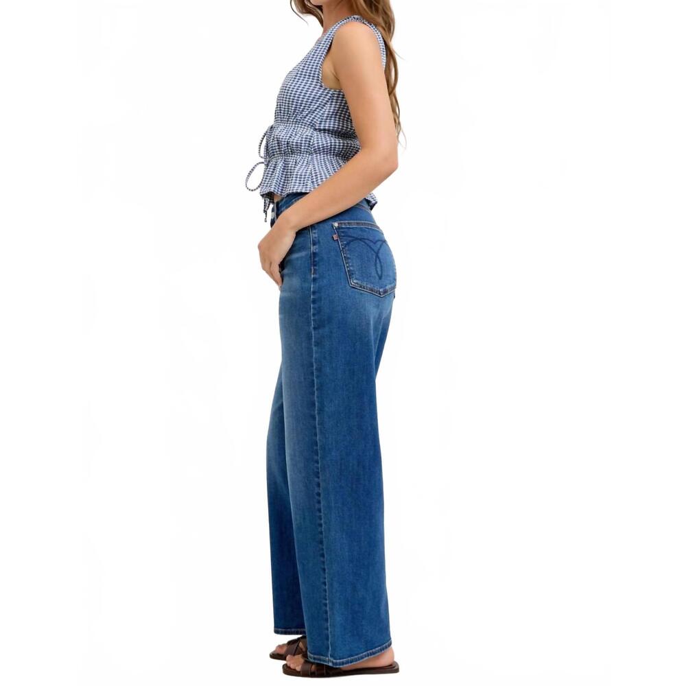 NEW JUDY BLUE high waist wilhelmena baggy fit jeans in dark wash - Picture 6 of 9